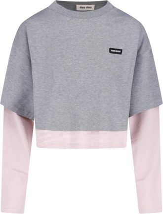 Miu Miu T-Shirt Cropped In Cotone