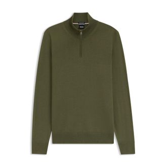 BOSS Merino-wool sweater with zipper neck