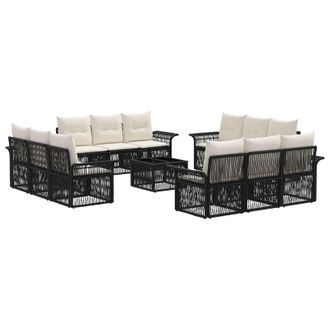 vidaXL Conjunto De Sof&aacute;s De Jard&iacute;n 13 Pcs Negro Rat&aacute;n Sint&eacute;tico Vidaxl