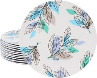 Gibson Home Tropical Sway Vineyard 12 Piece 9 Inch Round Melamine Dessert Plate Set in Blue at Nordstrom