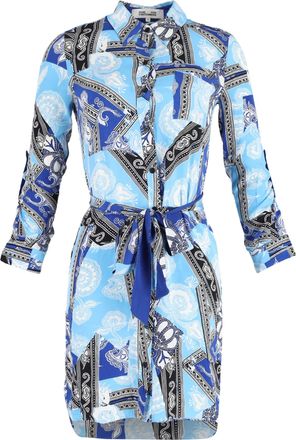 Diane Von Fürstenberg Diane Von Furstenberg Printed Shirt Dress in Blue Silk
