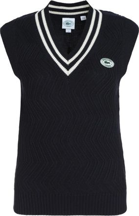 Sporty & Rich Truien & Vesten, Dames, Blauw, M, Katoen, Zig Zag Gebreid Vest met Logopatch
