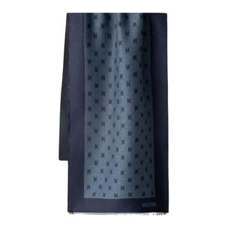 Moschino Bufanda de Jacquard con Monograma - Accessories - Mujer - Azul - ONE SIZE
