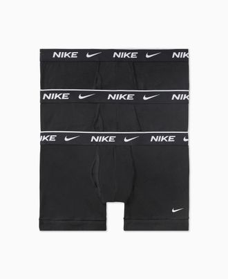 Nike Nike mens Essential Cotton Stretch W/Fly Trunk Underwear (3-pack), Black/Black/Black, S