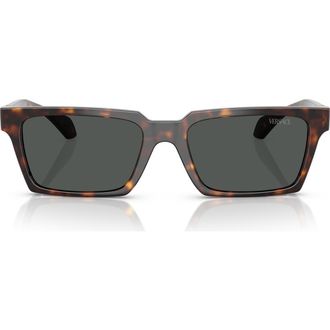 Versace 55mm Rectangular Sunglasses in Havana at Nordstrom