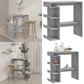 vidaXL Tavolo Bar con Ripiano Grigio Sonoma 100x50x101,5 cm - Tavolo da pranzo - Ripiano