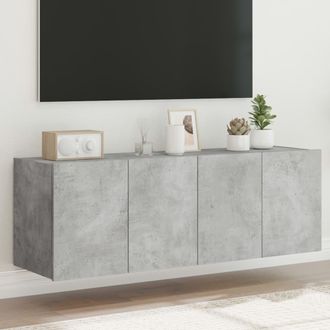 vidaXL Muebles Tv De Pared Luces Led 2 Uds Gris Hormig&oacute;n 60x35x41 Cm Vidaxl