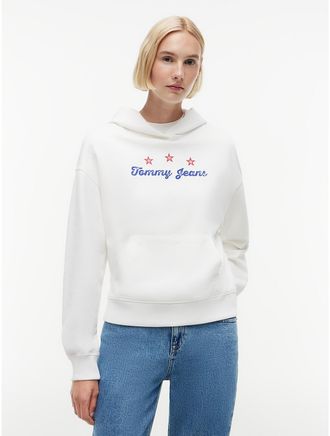 Tommy Hilfiger Womens Tommy Jeans Boxy Star Logo Sweatshirt - White - XL