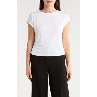 T Tahari Cuffed Short Sleeve Ruched T-Shirt in Bright White at Nordstrom Rack, Size X-Large