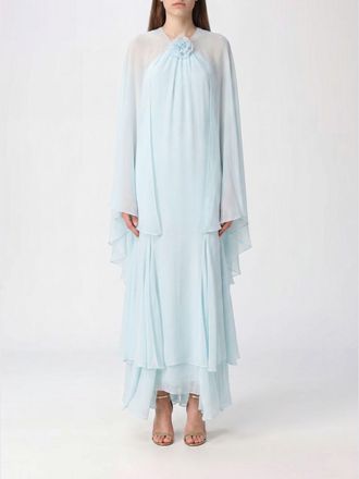Retrof&ecirc;te V-Neck Chiffon Midi Evening Dress Retrorfete with Ruffle Details