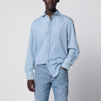 Brunello Cucinelli Camicia Easy Fit blu chiara in denim chiaro