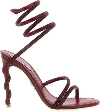 Rene Caovilla Maroon Open Toe Heels