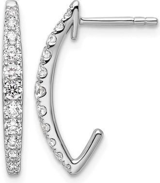 Diamond2Deal 14k Gold 1/2 ct Lab Grown Diamond J- Hoop Earrings VS Clarity, D-E Color