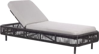 Beliani Beliani - Tumbona De Jard&iacute;n De Rat&aacute;n Gris Negro Sint&eacute;tico Coj&iacute;n Poli&eacute;ster Reclinable Osini