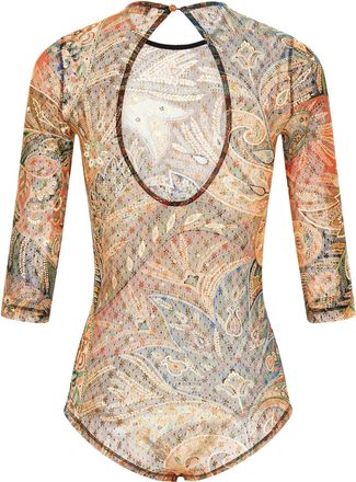 Etro Paisley Foliage Tulle Bodysuit - Multicolor
