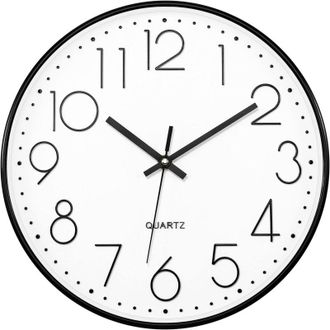 OEM Reloj De Pared Silencioso, Cuarzo, 30 Cm (12 Pulgadas), F&aacute;cil De Leer, Negro