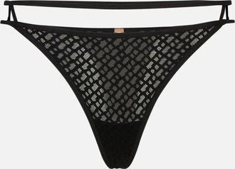 HUGO BOSS Womens Luxe B-Lace Thong, Black - Size: 10
