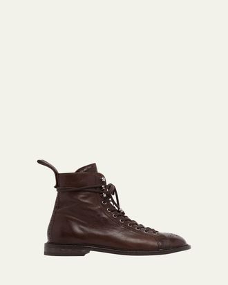 Versace Mens Leather Brogue Boots