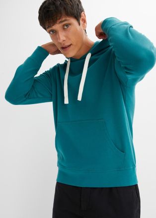 Bonprix Hoodie BONPRIX Hoodie aus reiner Baumwolle, Herren, Gr. 64 (3XL), blau (petrol), Obermaterial: 100% Baumwolle, regular fit, Sweatshirts Hoodie, Regula