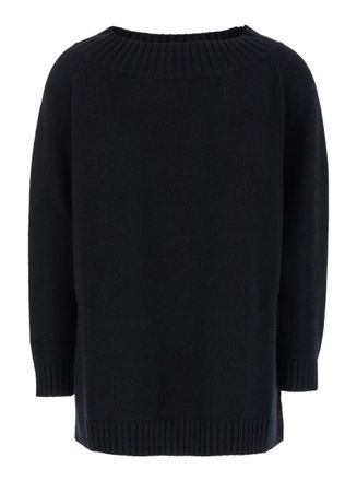Max Mara Black Solid Boat Neck Sweater