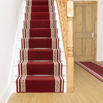 Runrug Stair Runner Carpet for Staircases - Soft & Comfy, 9mm - Key in Red | Size: 100 cm x 720 cm