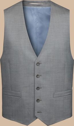 CHARLES TYRWHITT Ultimate Performance Sharkskin Suit Waistcoat - Grey Size w44 by Charles Tyrwhitt