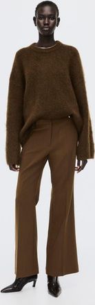H&M Flared Tailored Trousers in Dark Brown at Nordstrom, Size 16