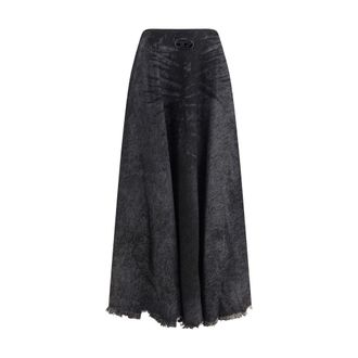 Diesel Black Cotton Long Womens Skirt