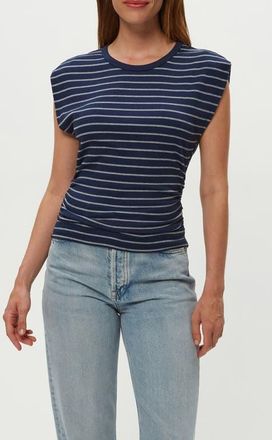 Michael Stars Joni Crewneck Power Shoulder T-Shirt in Nocturnal/Hag at Nordstrom, Size X-Small