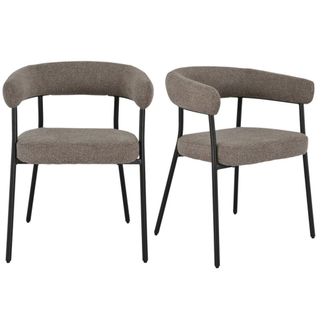 Moloo Silla de comedor en tela color topo y acero negro (x2)