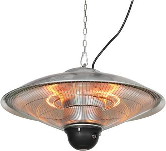 OUTSUNNY Calefactor Exterior De Techo 1010/2210w Estufa De Infrarrojos Con Mando A Distancia 2 Niveles De Calor Protecci&oacute;n Ip44 Aluminio &Oslash;58,5x33 Cm