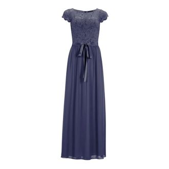 Swing Chiffon Avondjurk met Pailletten Kant Corsage - Dames - Avondkleed - Blauw - XS - Chiffon - Kleedjes