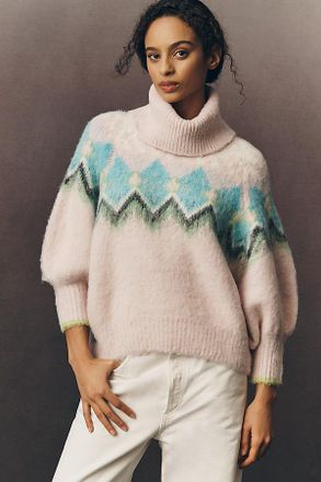 Maeve Brushed Turtleneck Zigzag Sweater