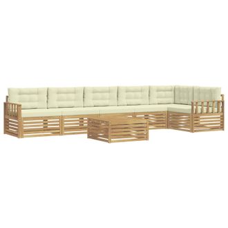 vidaXL Conjunto De Sof&aacute;s De Exterior Con Coj&iacute;n 7 Pcs Blanco Y Crema Vidaxl