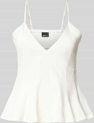 Gina Tricot Tr&auml;gertop mit V-Ausschnitt Modell Peplum in Offwhite, Gr&ouml;&szlig;e XS