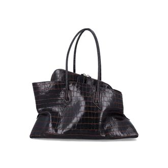 The Attico Croc-Print Leather La Passeggiata Top Handle Bag