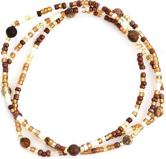 Panacea Set of 3 Beaded Stretch Bracelets in Brown at Nordstrom