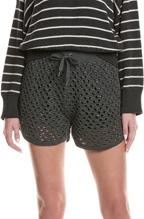 Brunello Cucinelli Charcoal Crochet Knit Shorts, Size Large
