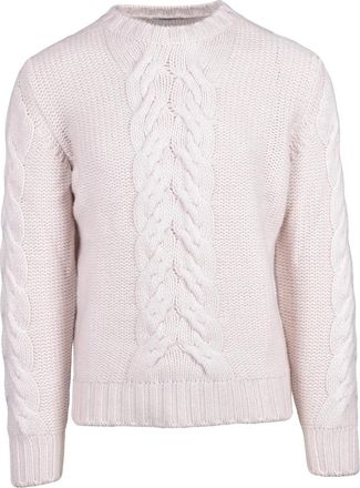 KANGRA Cable Knit Sweater With Classic Crewneck In Extrafine Merino Wool