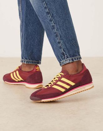 adidas Originals SL 72 OG - Sneakers bordeaux e gialle-Rosso