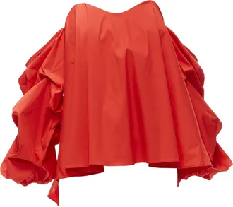 Caroline Constas puff sleeves sweetheart corset top