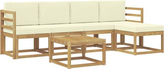 vidaXL Conjunto De Sof&aacute;s De Exterior 6 Uds. Blanco Y Crema Vidaxl