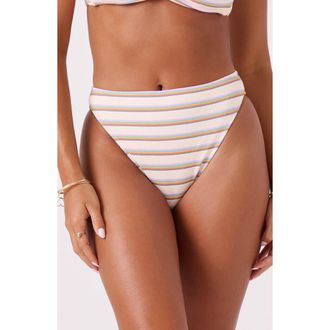 Roxy Go My Way Soul Search Mid Rise Bikini Bottoms in Multi at Nordstrom Rack, Size X-Small