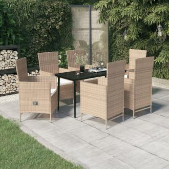 vidaXL Juego De Comedor De Jard&iacute;n 7 Piezas Con Cojines Beige Vidaxl