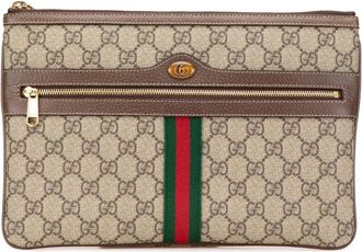 Gucci Pre-owned Clutches, female, Brown, Size: ONE SIZE Pre-owned Ophidia Flat Pouch GG Supreme