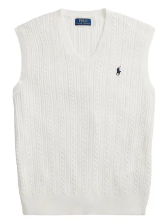 Polo Ralph Lauren cable-knit embroidered-logo vest - White