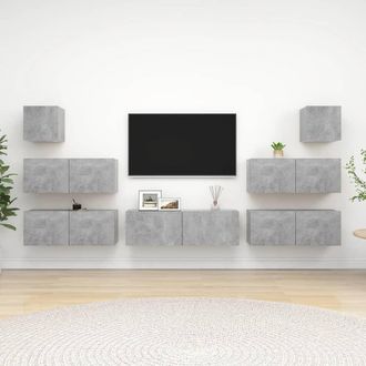 Berkfield Home 7 Piece TV Cabinet Set Concrete Grey Engineered Wood