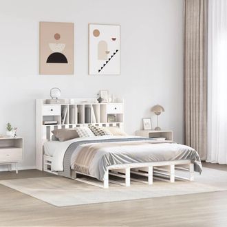 Berkfield Home Bookcase Bed without Mattress White 140x200 cm Solid Wood Pine