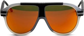 Thom Browne Zonnebril met rond montuur - Zwart