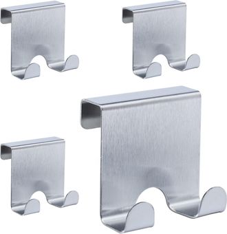 Relaxdays Relaxdays - Ganchos Dobles Puerta Set 40, Acero Inoxidable, Colgantes, Pasillo, Dormitorio, Ba&ntilde;o, 6,5 X 7 X 5 Cm, Plateado